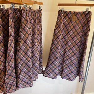 NWT CP Shades Tanya Skirt Wool Maxi Pink Plaid